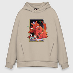 Толстовка оверсайз мужская Маленький Загрей, цвет: миндальный