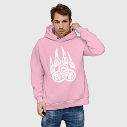 Толстовка оверсайз мужская Символ Велеса Медвежья лапа, цвет: светло-розовый — фото 2