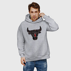 Толстовка оверсайз мужская Bulls - Jordan, цвет: меланж — фото 2