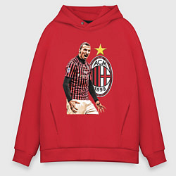 Толстовка оверсайз мужская Zlatan Ibrahimovic Milan Italy, цвет: красный