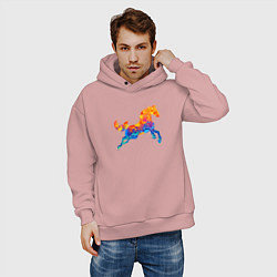 Толстовка оверсайз мужская Конь цветной, цвет: пыльно-розовый — фото 2