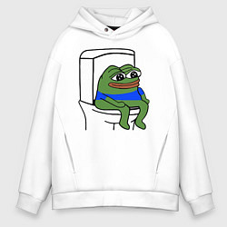 Толстовка оверсайз мужская Лягушонок пепе, цвет: белый