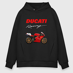 Толстовка оверсайз мужская DUCATI ДУКАТИ MOTOSPORT, цвет: черный