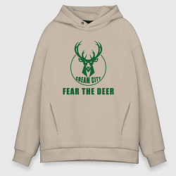 Толстовка оверсайз мужская Fear The Deer, цвет: миндальный