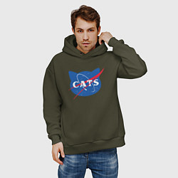 Толстовка оверсайз мужская Cats NASA, цвет: хаки — фото 2