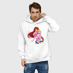Толстовка оверсайз мужская Девушка красные волосы 18, цвет: белый — фото 2