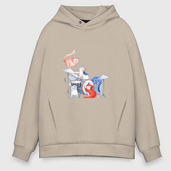 Толстовка оверсайз мужская Кошачья группа, цвет: миндальный