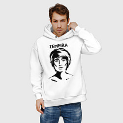 Толстовка оверсайз мужская ZEMFIRA эскиз портрет, цвет: белый — фото 2
