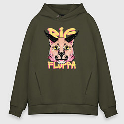 Толстовка оверсайз мужская Big Cat Floppa, цвет: хаки