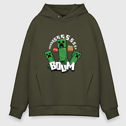 Толстовка оверсайз мужская Криперы Creepers и Динамит, цвет: хаки