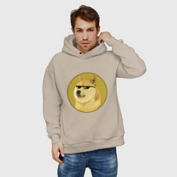 Толстовка оверсайз мужская Dogecoin, цвет: миндальный — фото 2