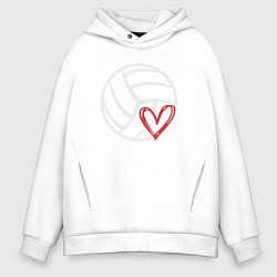 Толстовка оверсайз мужская Love Volleyball, цвет: белый