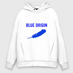 Толстовка оверсайз мужская Blue Origin logo перо, цвет: белый