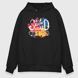 Толстовка оверсайз мужская BRIGHT SNOW BOARD, цвет: черный