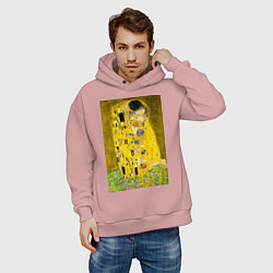 Толстовка оверсайз мужская Поцелуй картина Климта, цвет: пыльно-розовый — фото 2