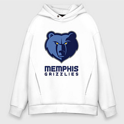 Толстовка оверсайз мужская Мемфис Гриззлис, Memphis Grizzlies, цвет: белый