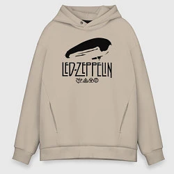 Толстовка оверсайз мужская Дирижабль Led Zeppelin с лого участников, цвет: миндальный