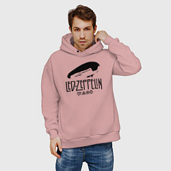 Толстовка оверсайз мужская Дирижабль Led Zeppelin с лого участников, цвет: пыльно-розовый — фото 2