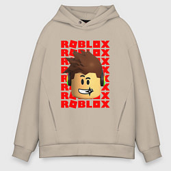 Толстовка оверсайз мужская ROBLOX RED LOGO LEGO FACE, цвет: миндальный