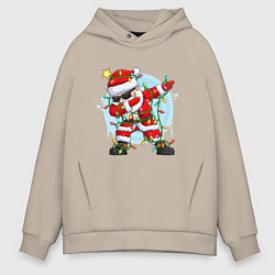 Толстовка оверсайз мужская DAB SANTA CLAUS В ГЕРЛЯНДЕ, цвет: миндальный