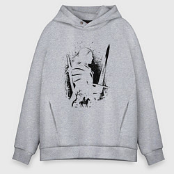 Толстовка оверсайз мужская ВЕДЬАК КОГТИ ЛОГО ОХОТНИК, цвет: меланж