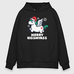 Толстовка оверсайз мужская Merry Kissmyass Unicorn, цвет: черный