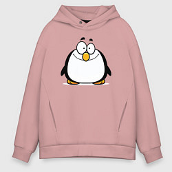 Толстовка оверсайз мужская Глазастый пингвин, цвет: пыльно-розовый