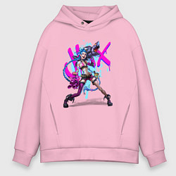 Толстовка оверсайз мужская LOL JINX БРЫЗГИ КРАСОК, цвет: светло-розовый