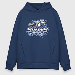 Толстовка оверсайз мужская Wilmington sharks -baseball team, цвет: тёмно-синий