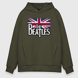 Толстовка оверсайз мужская The Beatles Great Britain Битлз, цвет: хаки