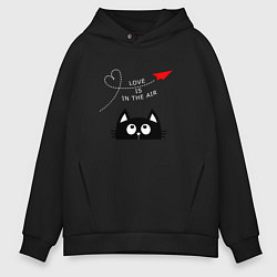 Толстовка оверсайз мужская Котик Самолётик, цвет: черный