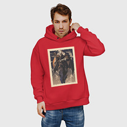 Толстовка оверсайз мужская Sova арт, цвет: красный — фото 2