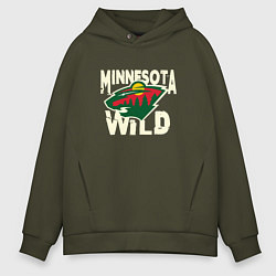 Толстовка оверсайз мужская Миннесота Уайлд, Minnesota Wild, цвет: хаки