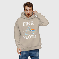 Толстовка оверсайз мужская PINK FLOYD - ПИНК ФЛОЙД ЛОГОТИП, цвет: миндальный — фото 2