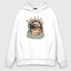 Толстовка оверсайз мужская Dragon Sushi Ramen, цвет: белый