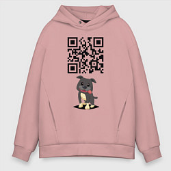 Толстовка оверсайз мужская Sex, milk, rock n roll! QR code!, цвет: пыльно-розовый