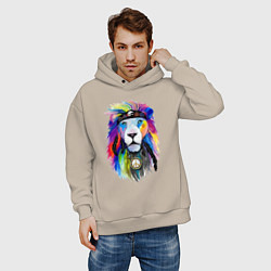 Толстовка оверсайз мужская Color lion! Neon!, цвет: миндальный — фото 2