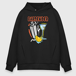 Толстовка оверсайз мужская Бармен - bartender, цвет: черный