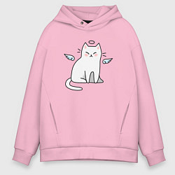 Толстовка оверсайз мужская КОТИК АНГЕЛ CAT ANGEL, цвет: светло-розовый