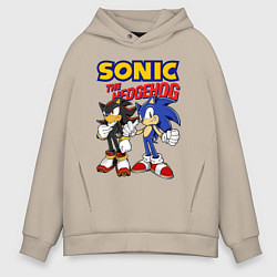 Толстовка оверсайз мужская ЕЖ СОНИК SONIC THE HEDGEHOG, цвет: миндальный