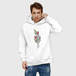 Толстовка оверсайз мужская Графичный цветок, цвет: белый — фото 2