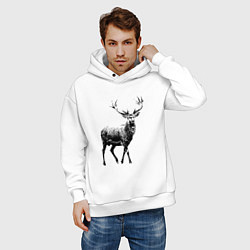 Толстовка оверсайз мужская Черный олень Black Deer, цвет: белый — фото 2