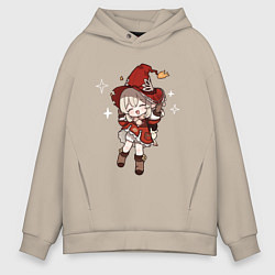 Толстовка оверсайз мужская Алая ведьмочка Кли, цвет: миндальный