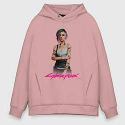Толстовка оверсайз мужская Джуди Киберпанк Judy 18, цвет: пыльно-розовый