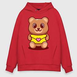 Толстовка оверсайз мужская Bear & Heart, цвет: красный