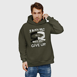 Толстовка оверсайз мужская Черный пояс - это белый пояс, который отказался сд, цвет: хаки — фото 2