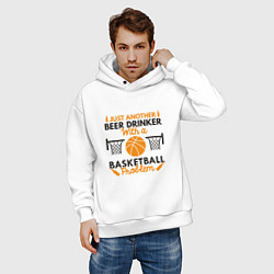 Толстовка оверсайз мужская Basketball & Beer, цвет: белый — фото 2