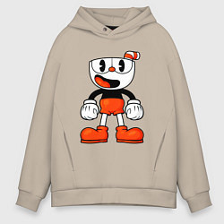 Толстовка оверсайз мужская Cuphead красная чашечка, цвет: миндальный