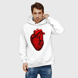 Толстовка оверсайз мужская Сердце анатомическое, цвет: белый — фото 2