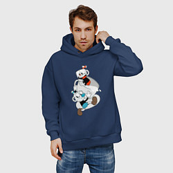 Толстовка оверсайз мужская Чашки Cuphead, цвет: тёмно-синий — фото 2